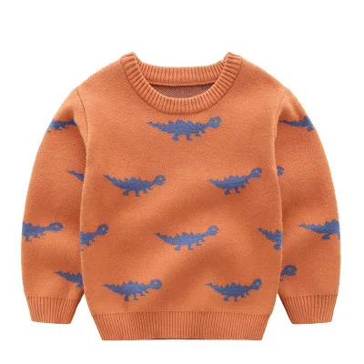 China Oem High Quality Crew Neck Sweater Designs Dinosaurs Pattern Knitted Pullover Jacquard Jumper
