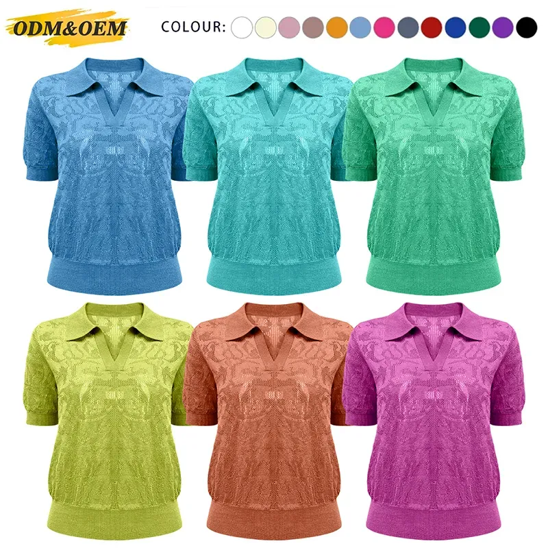 Vintage Pointelle Short Sleeve Knit Polo All Colors