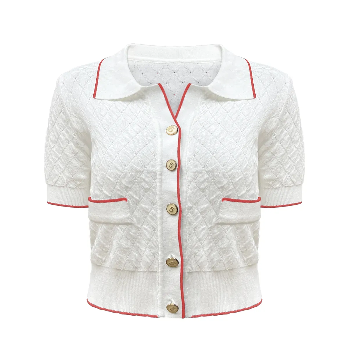 Red and White Trim Cardigan