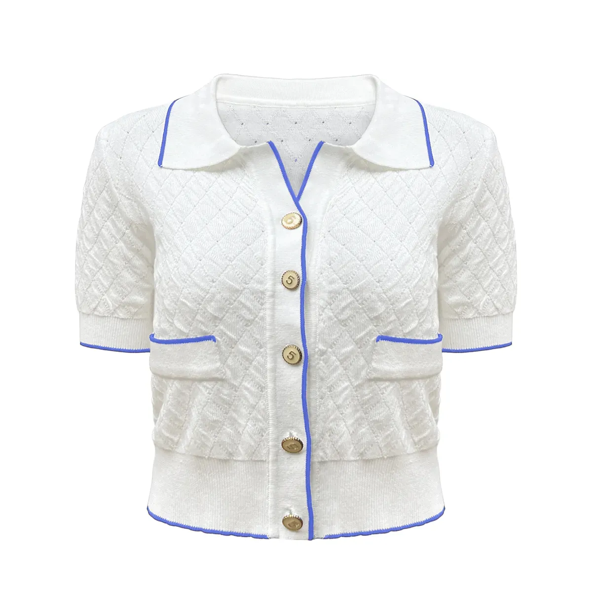 Blue and White Trim Cardigan