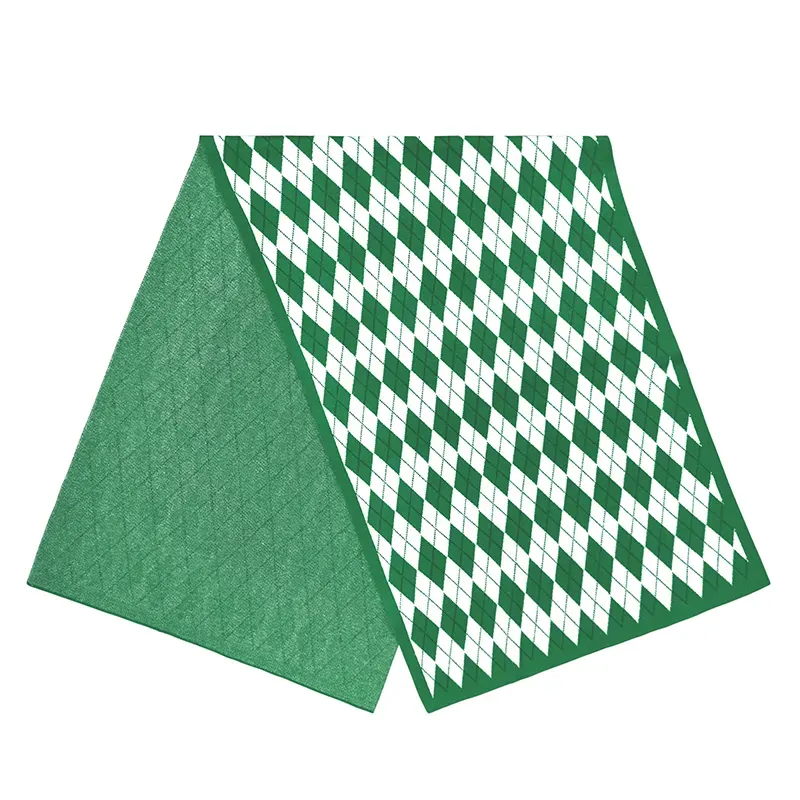 Classic Argyle Jacquard 12GG Soft Fine Knit Scarf Green