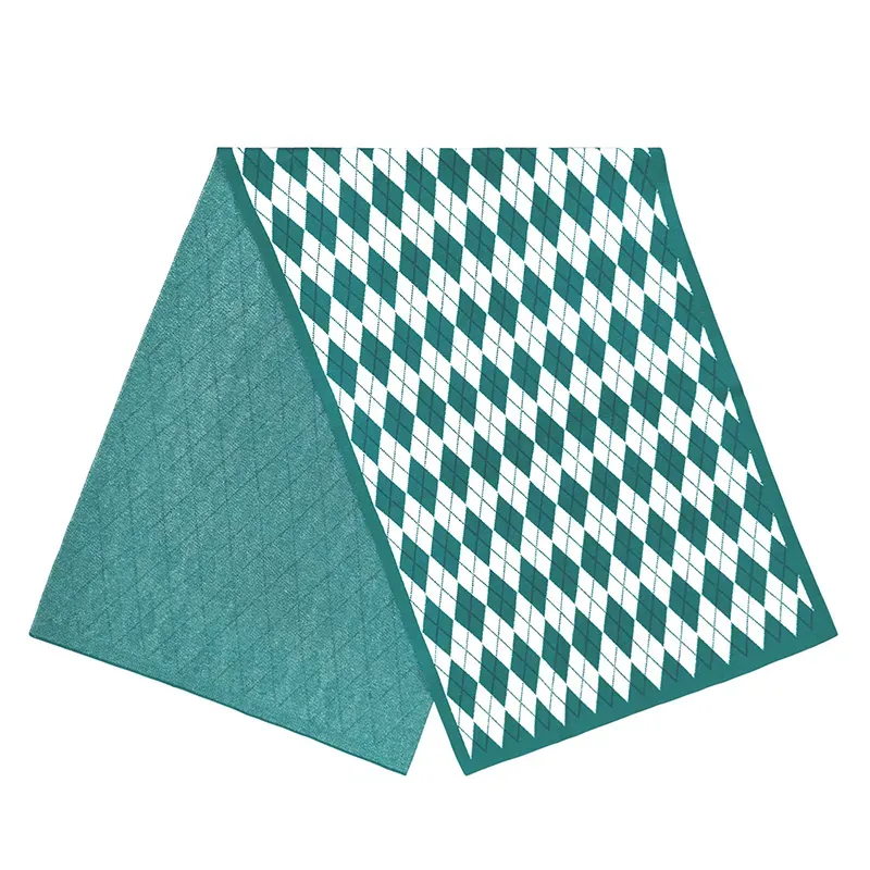 Classic Argyle Jacquard 12GG Soft Fine Knit Scarf Cray