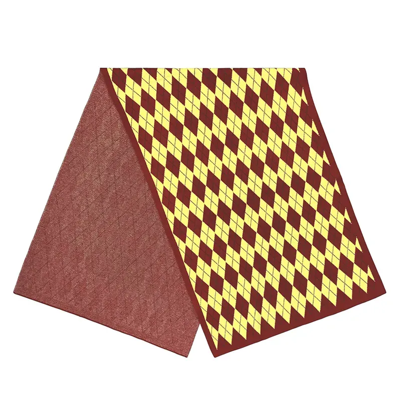 Classic Argyle Jacquard 12GG Soft Fine Knit Scarf Brown