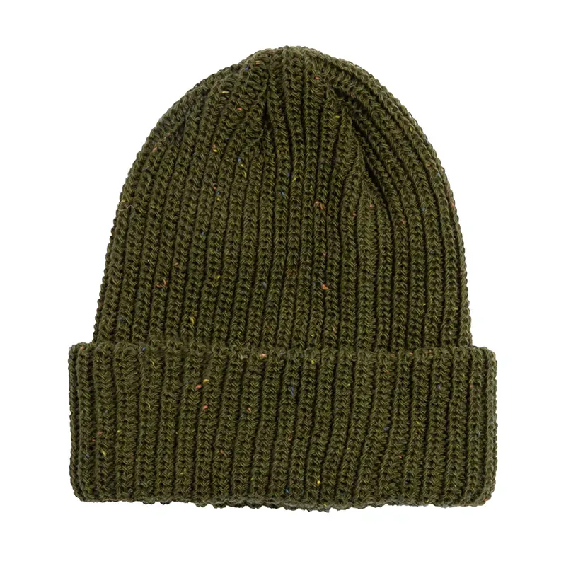 Custom Speckled Ribbed Beanie: Retro Donegal Winter Hat Dark Green