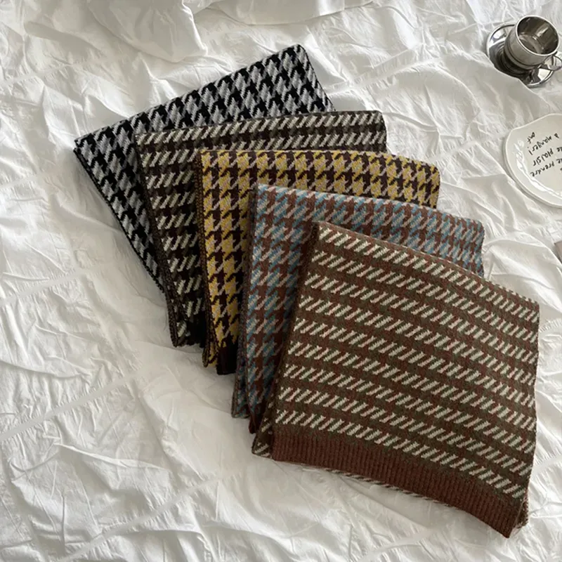Custom Houndstooth Knit Scarf: OEM Pied-de-Poule Winter Wrap All Colors