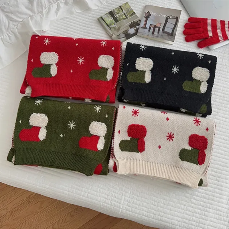 Custom Christmas Jacquard Scarf: Festive Winter Gift Shawl All Colors