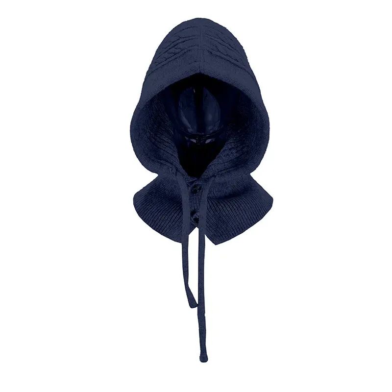Custom Cable-Knit Balaclava Hood: Winter Scarf Cap Blue