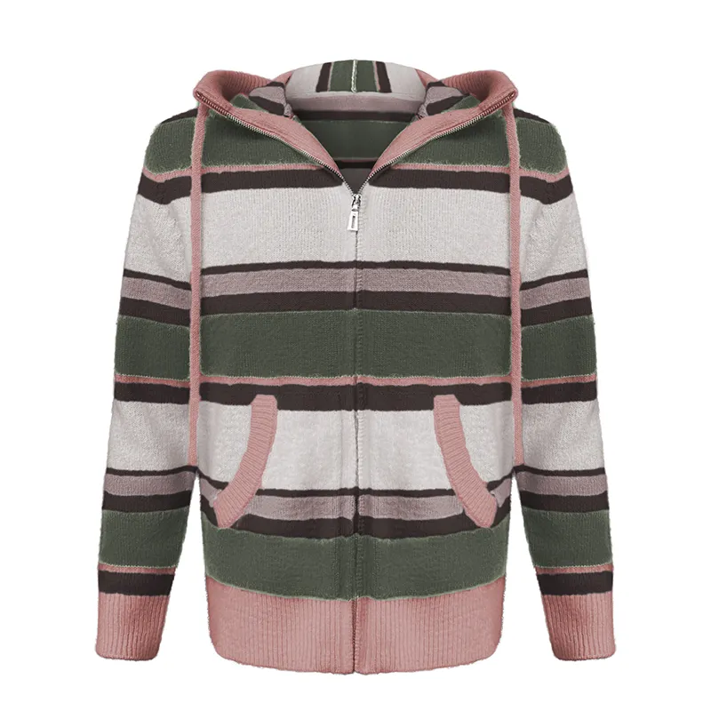 custom-striped-zip-up-hooded-knit-cardigan-pink