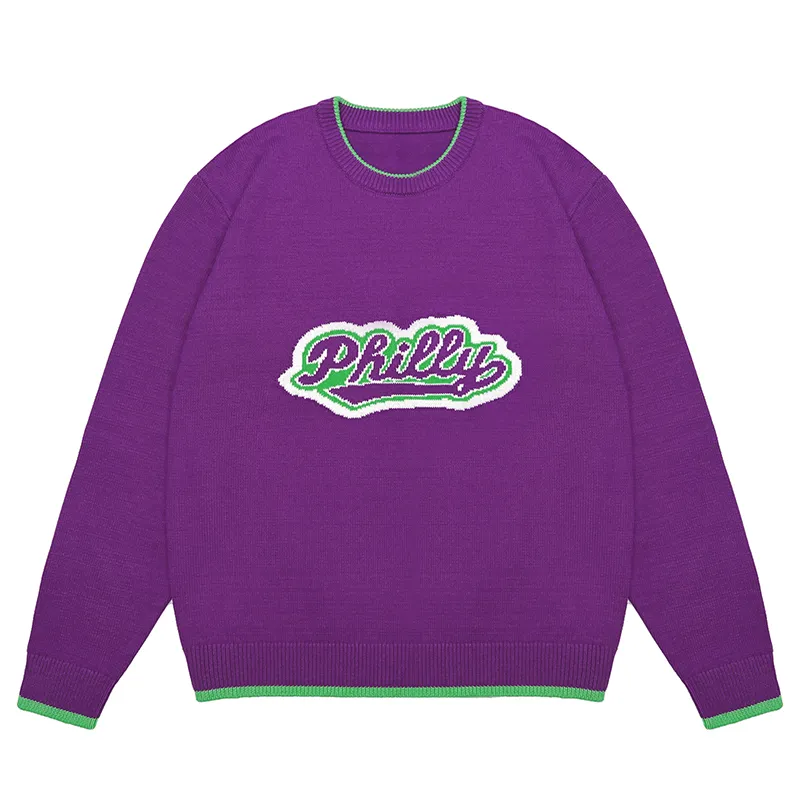 custom-graphic-letter-knit-sweater-with-contrast-trim-purple