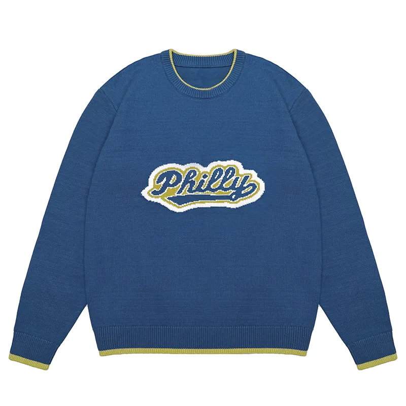 custom-graphic-letter-knit-sweater-with-contrast-trim-blue