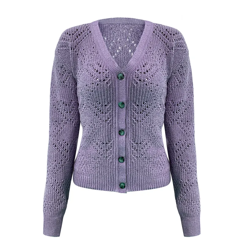 custom-pointelle-v-neck-knit-cardigan-purple