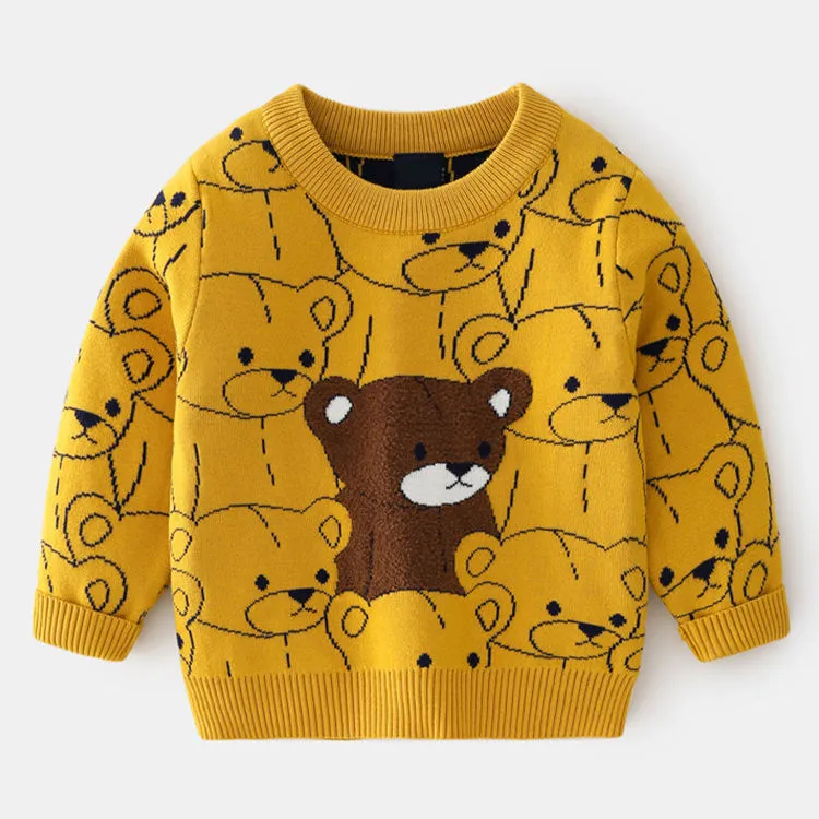custom-kids-bear-pattern-jacquard-knit-sweater-yellow