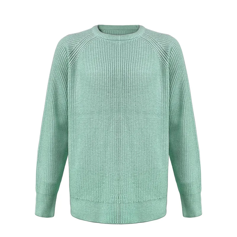 custom mens heavyweight ribbed sweater cyan