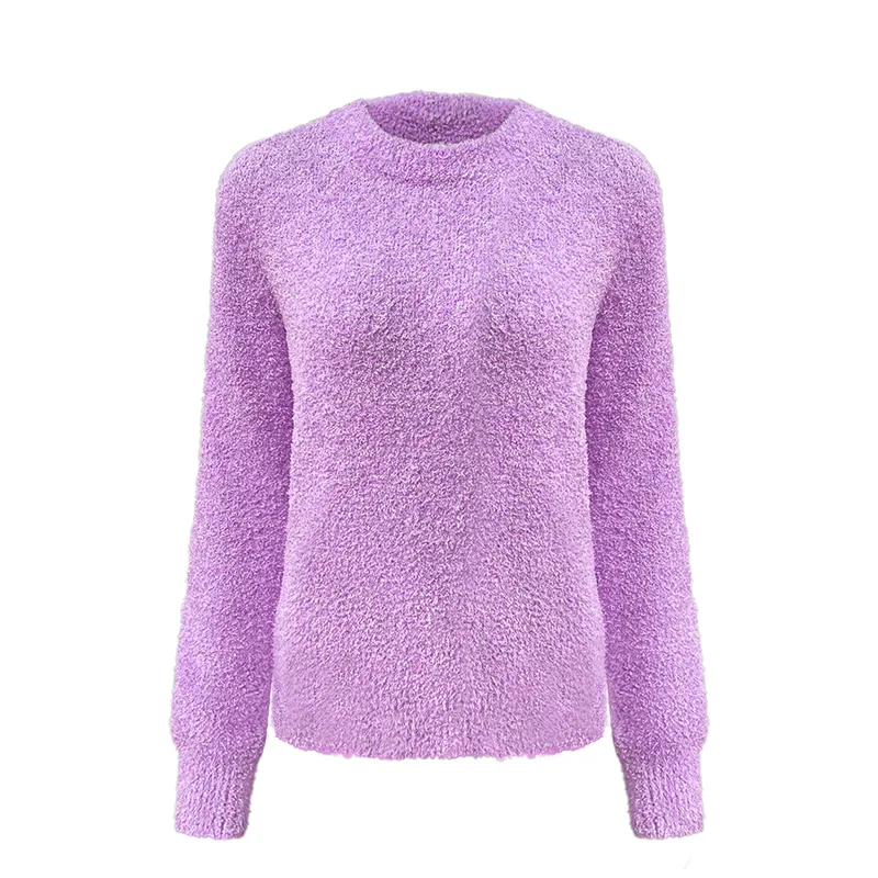 womens-fuzzy-chenille-crewneck-sweater-purple
