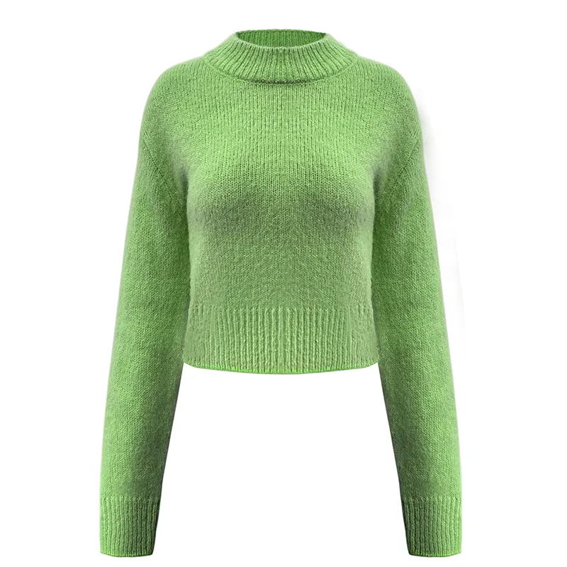 womens-cropped-mock-neck-knit-sweater-oem-manufacturer-green