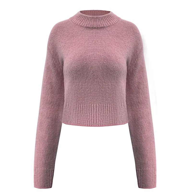 womens-cropped-mock-neck-knit-sweater-oem-manufacturer-pink
