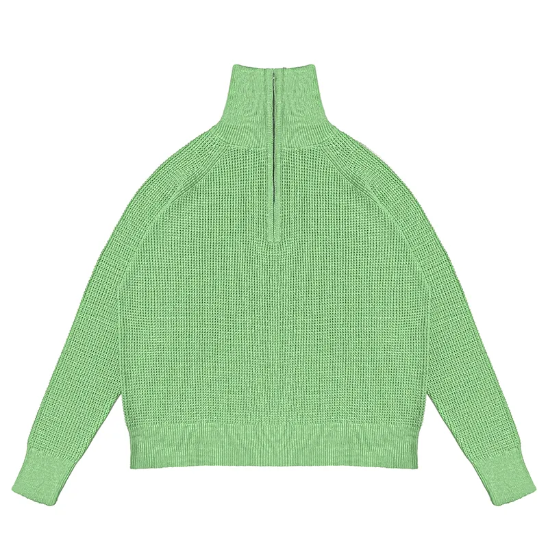 custom half zip turtleneck sweater oem factory green