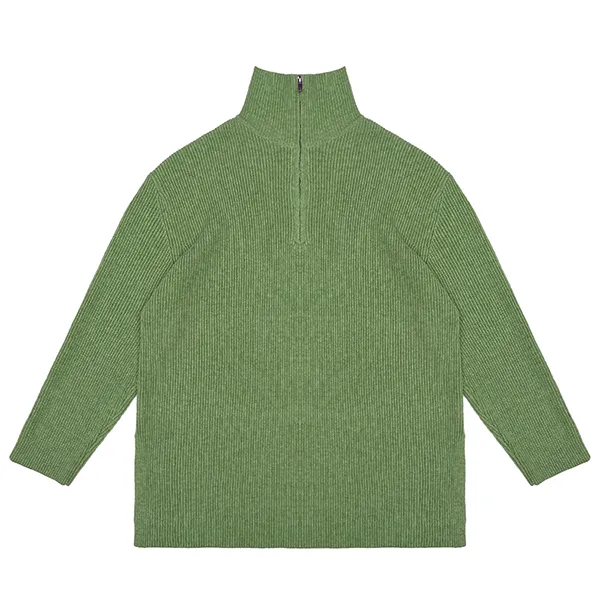 half zip ribbed knit sweater oem manufacturer green