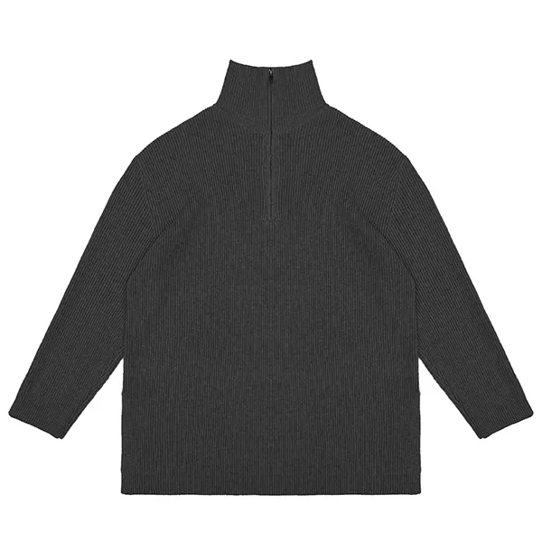 half zip ribbed knit sweater oem manufacturer black