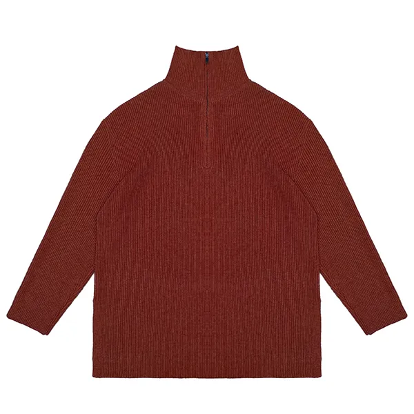 half zip ribbed knit sweater oem manufacturer red