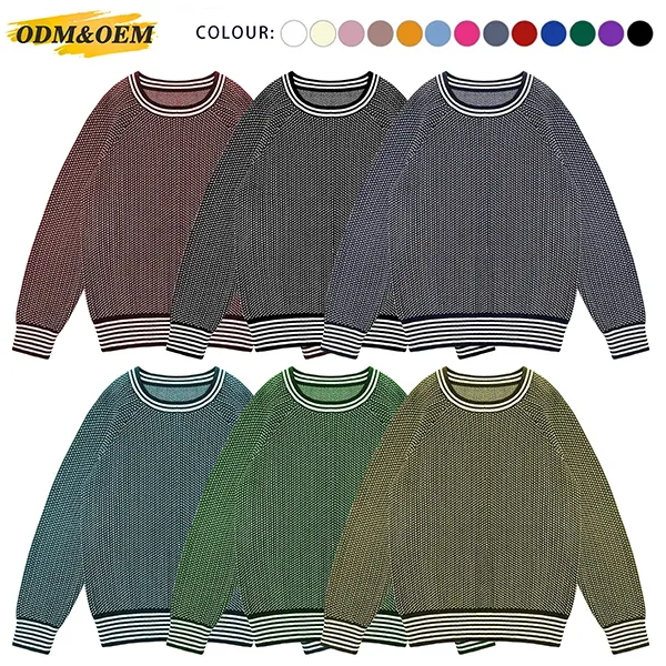 varsity textured raglan knit pullover