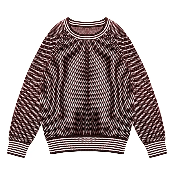 varsity textured raglan knit pullover dark red