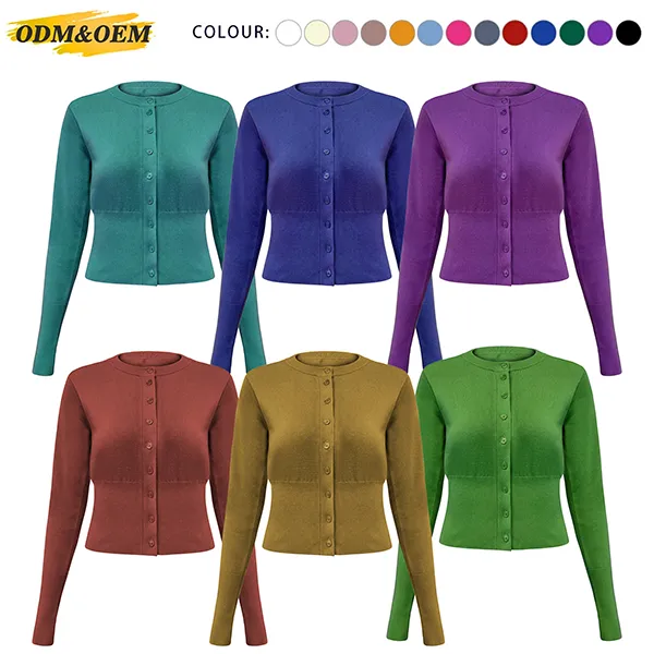 cropped fine knit button cardigan all colors