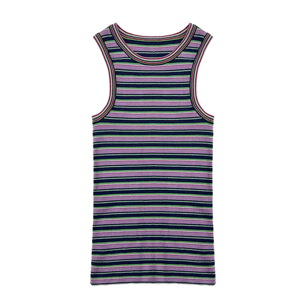 purple sleeveless striped racerback ribbed knit tank top