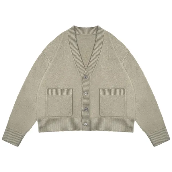 oversized v-neck cardigan with pockets and dropped shoulders