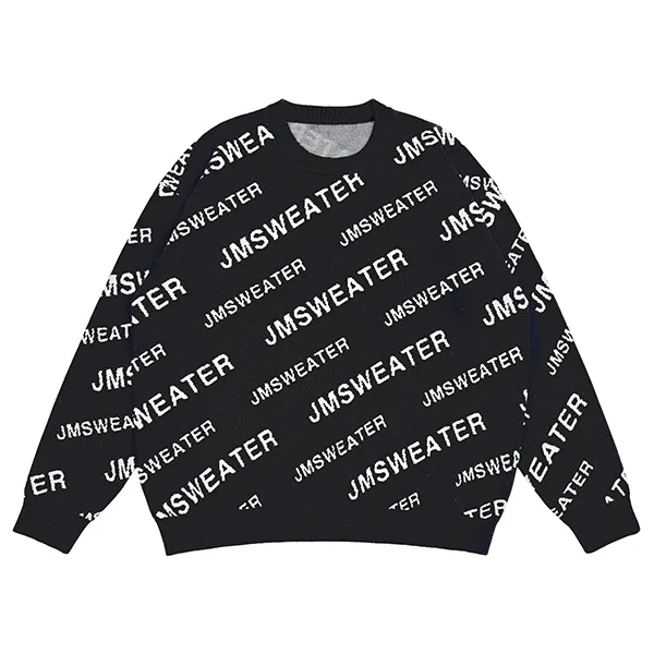all over logo jacquard sweater with diagonal lettering