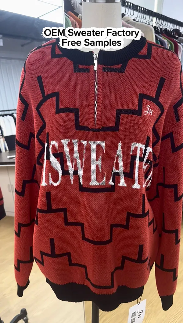 Red Pullover Polo Collar Sweater Manufacturer