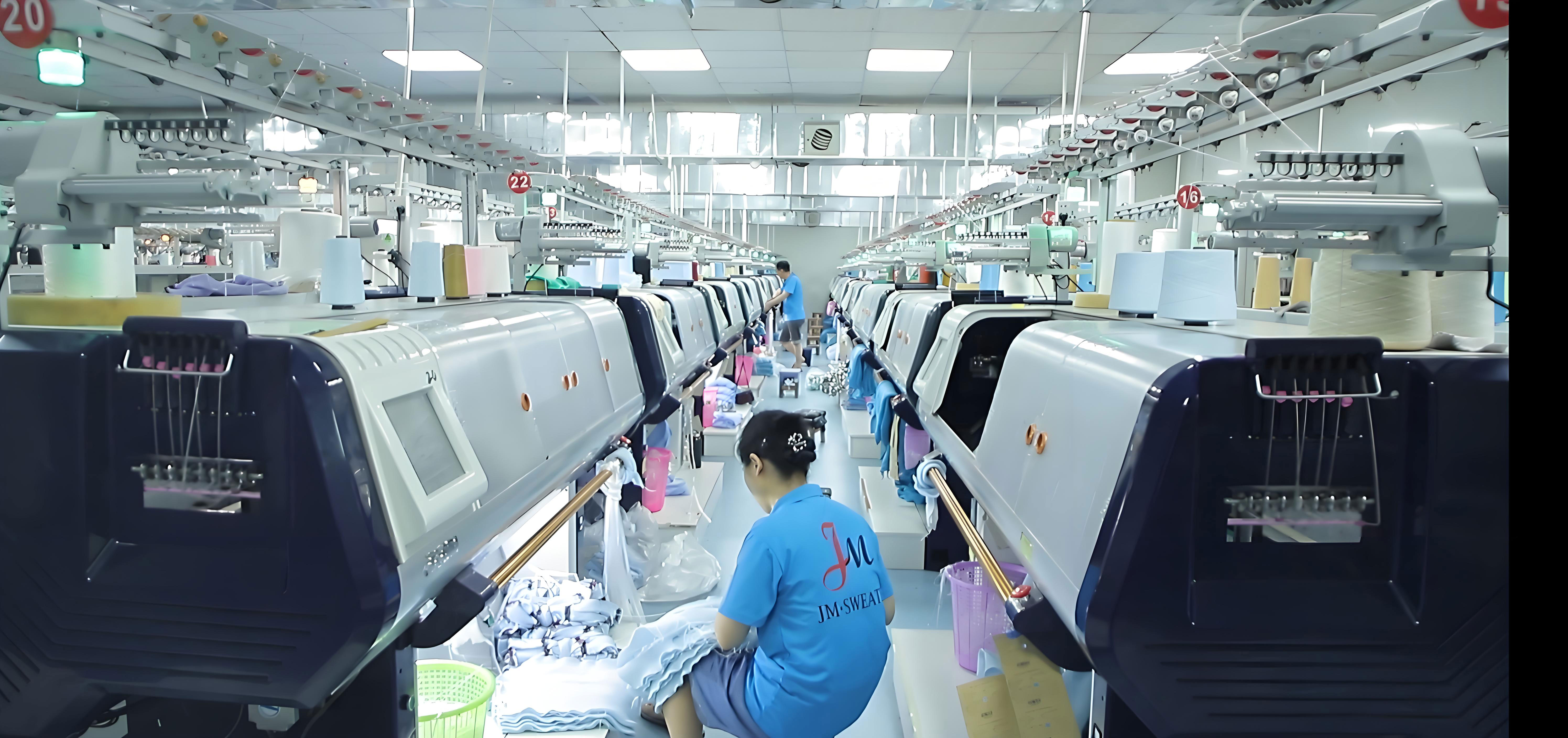 Full-scale knitting production in progress by trusted OEM sweater