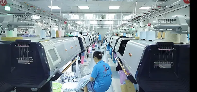 Full-scale knitting production in progress by trusted OEM sweater