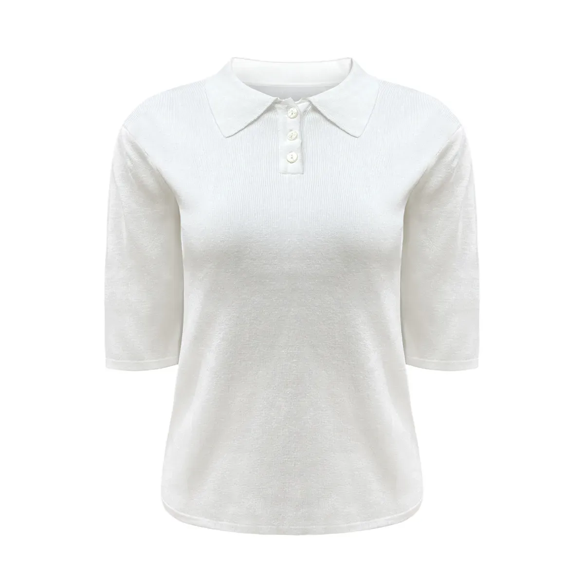 Vintage Half-Sleeve Jersey Knit Three-Button Polo Jumper