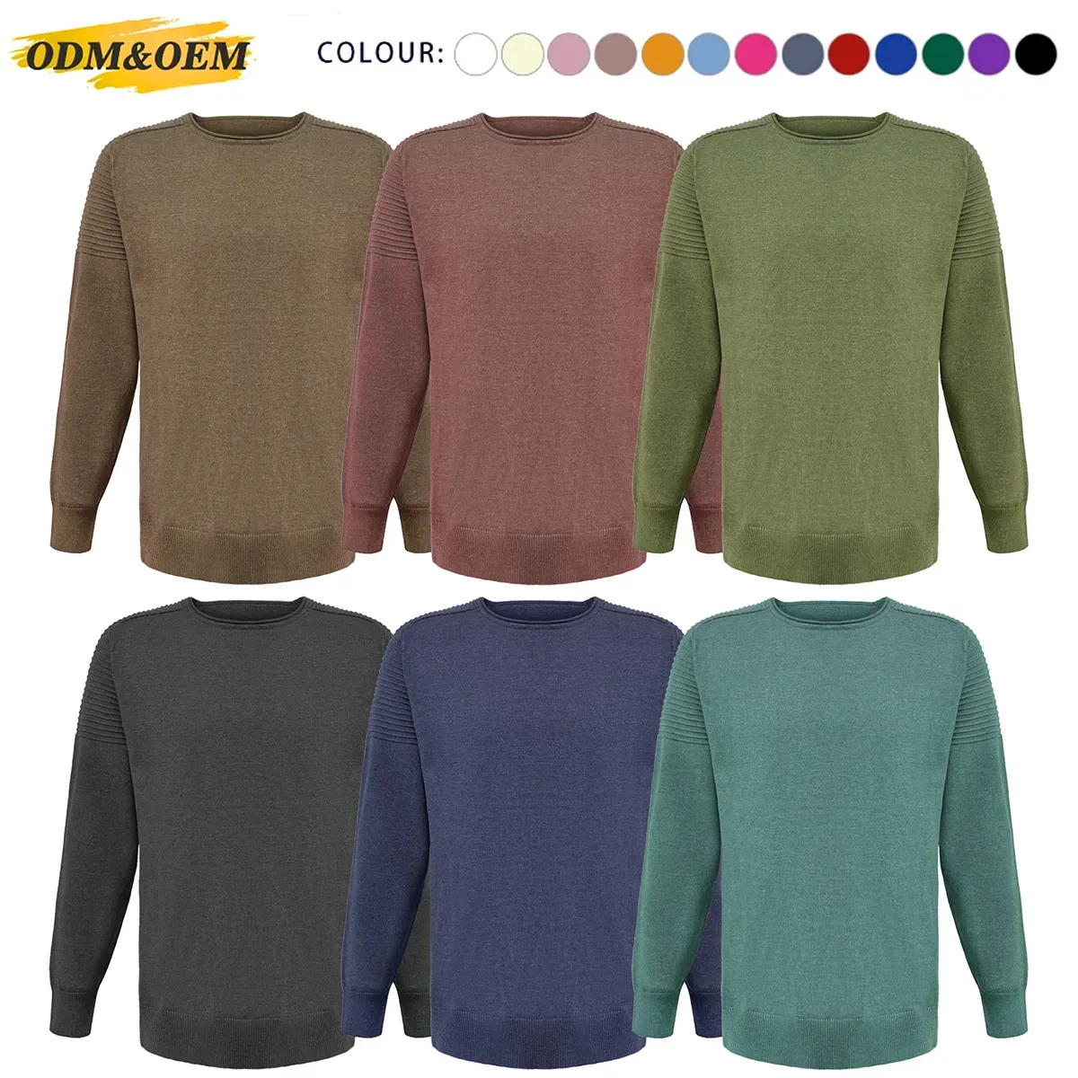 Classic Fine Gauge Textured Shoulder Cotton Blend Pullover