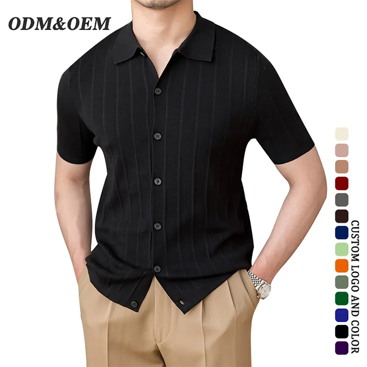 Golf Athleisure Cool-Touch Ribbed Knit Polo Cardigan