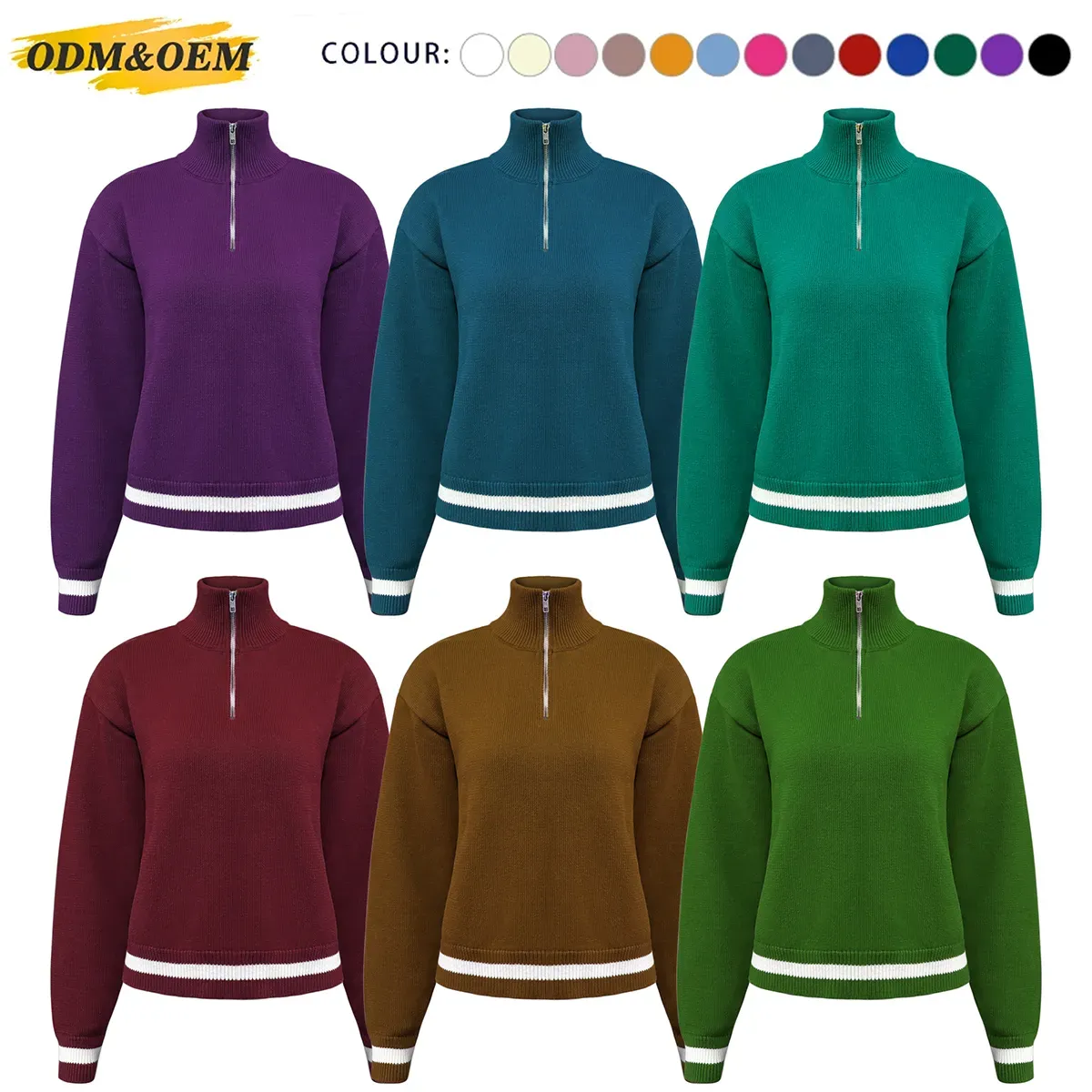 Retro Tennis Core Quarter-Zip Mock Neck Sweater