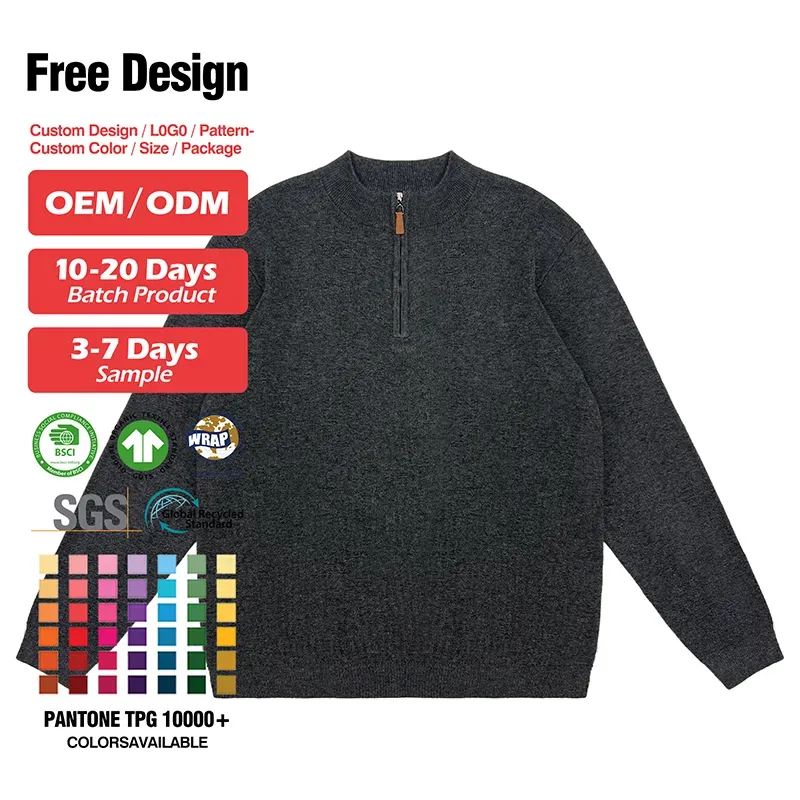 Classic Quarter-Zip Mock Neck 12GG Fine Knit Sweater