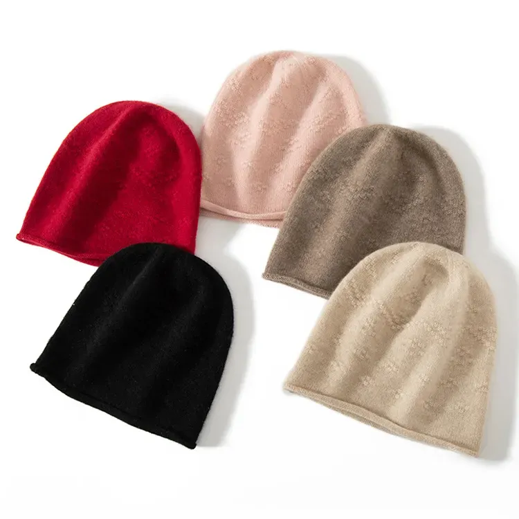 Custom Cashmere Knit Beanie: Seamless Pointelle Winter Hat