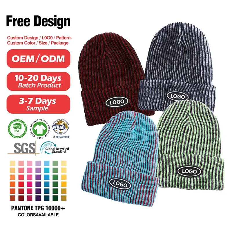 Custom Two-Tone Ribbed Beanie: Contrast Stripe Winter Hat