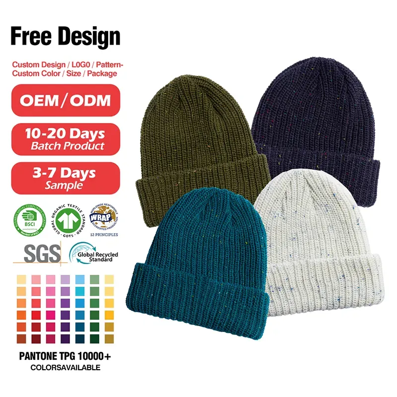 Custom Speckled Ribbed Beanie: Retro Donegal Winter Hat