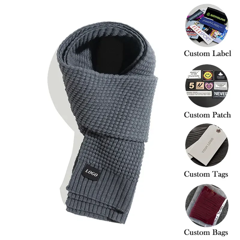Custom Logo Textured Knit Scarf: Half-Cardigan Winter Wrap