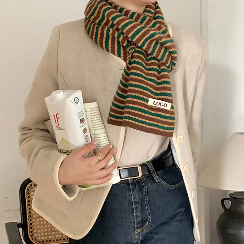 Custom Striped Knit Scarf: Multi Color Winter Muffler