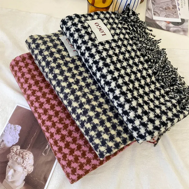 Custom Houndstooth Scarf: Wholesale Blanket Shawl