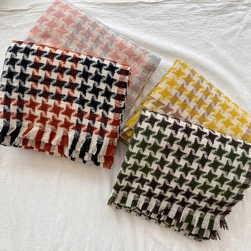 custom-houndstooth-woven-scarf-wholesale-plaid-shawl