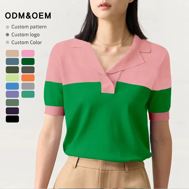 Retro Color-Block Golf Polo 14GG Fine Knit Sweater