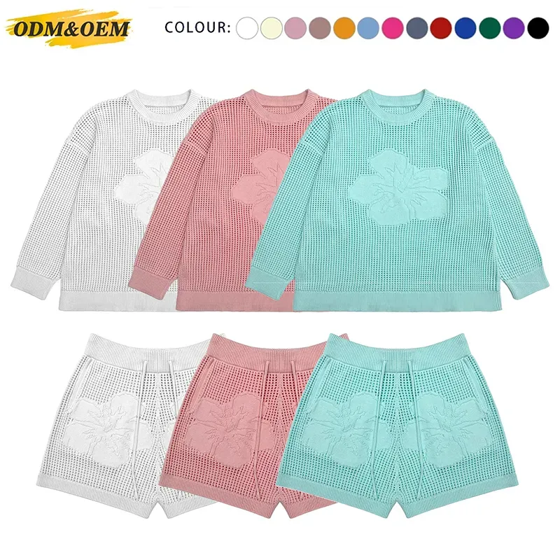 Varsity Collegiate Sets: 3D Floral Open-Knit Summer Set