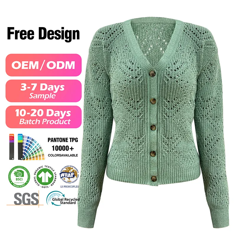 custom-pointelle-v-neck-knit-cardigan