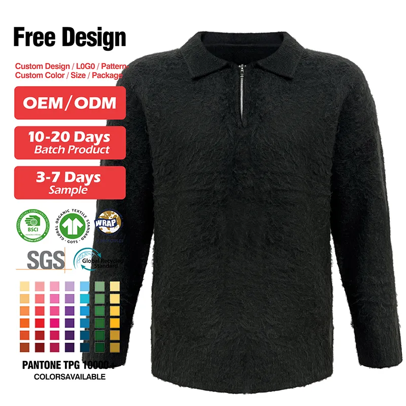 custom-quarter-zip-brushed-fuzzy-knit-sweater
