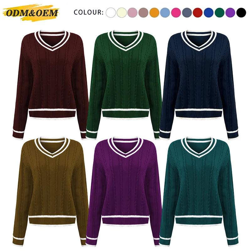 womens-varsity-v-neck-cable-knit-sweater